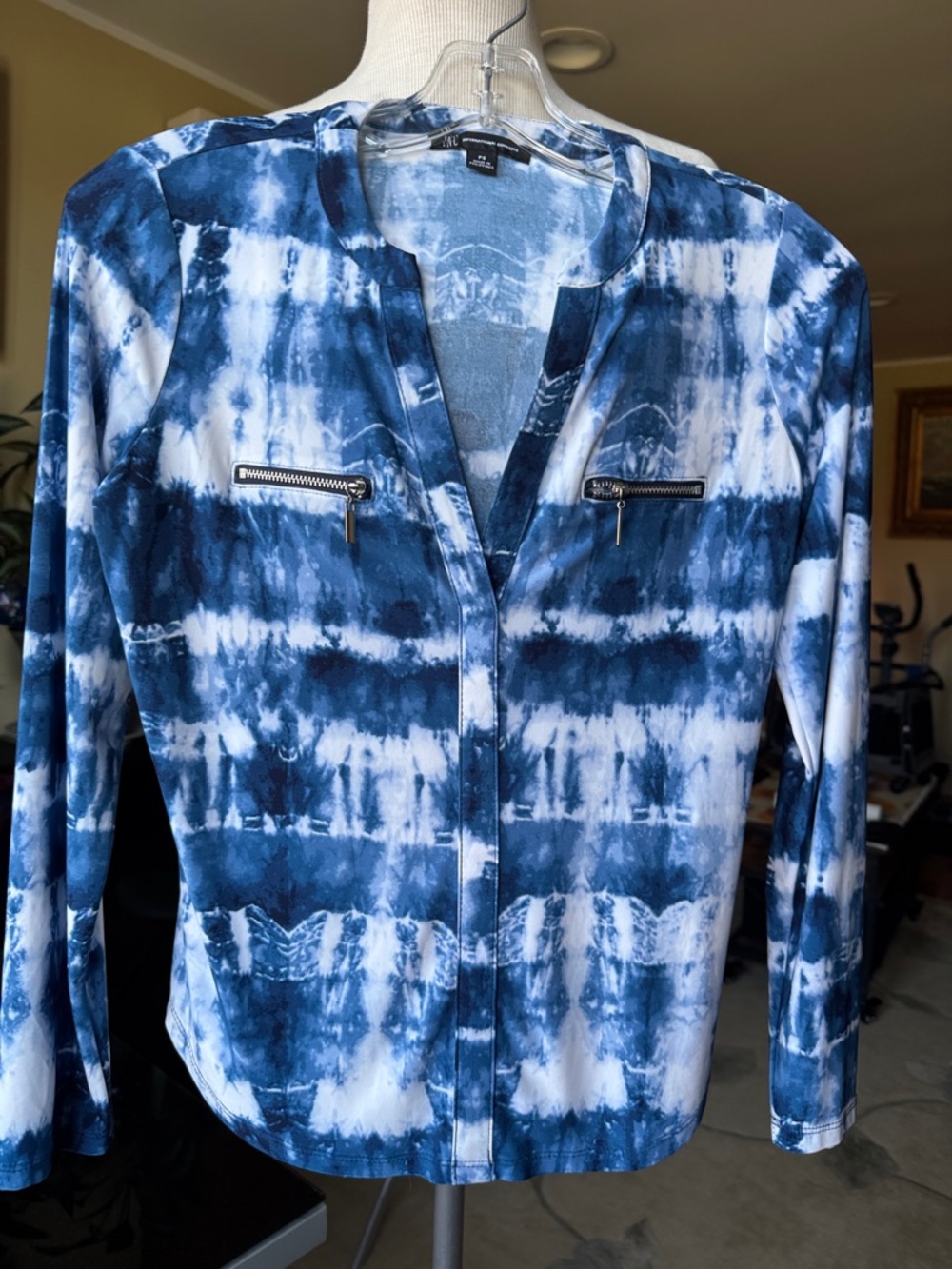 INC International Concepts Blue Tie-Dye Top